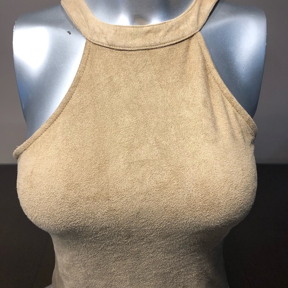 NWT bebe suede bodysuit tan color. - Picture 2 of 8